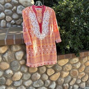 Orange and Coral 3/4 Sleeve Tunic